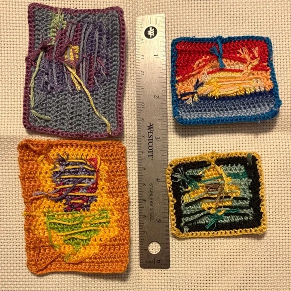 handmade set of four nature-themed crochet patches - Picture 3 of 3